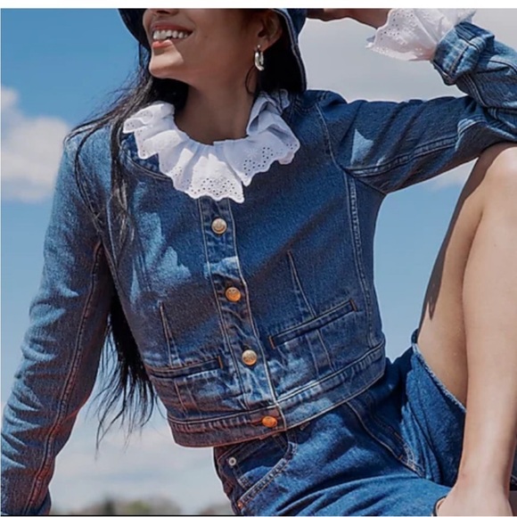 J. Crew Louisa Cropped Lady Jacket in Denim Blue - Picture 1 of 13